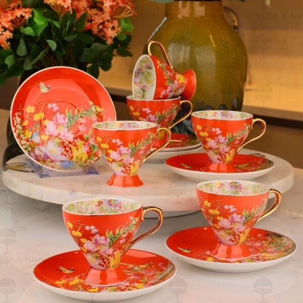 TURUNCU 6 KİŞİLİK KAHVE FİNCAN TAKIMI (AZR 005)