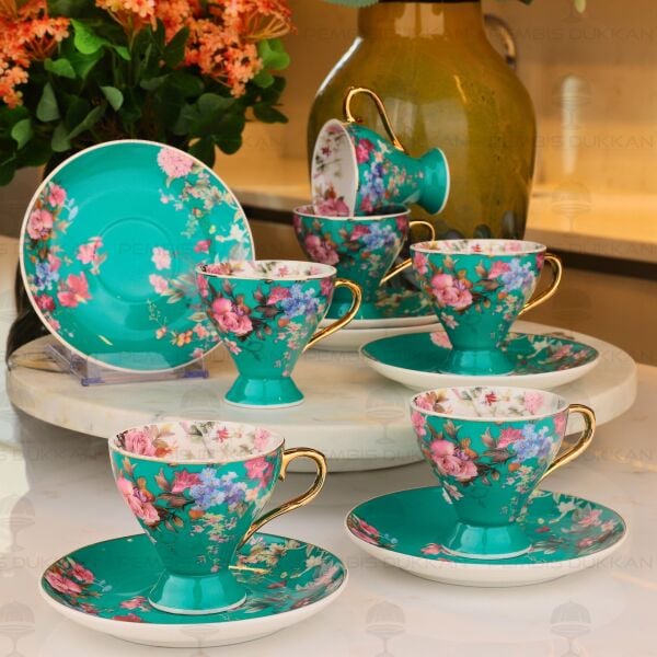 YEŞİL 6 KİŞİLİK KAHVE FİNCAN TAKIMI (AZR 005)