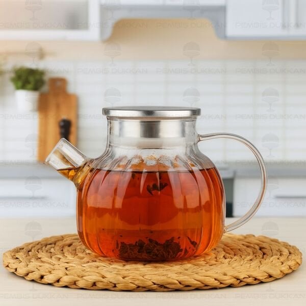 1000ML KAYRA ÇİZGİLİ, BOROSİLİKAT CAM DEMLİK & SÜRAHİ