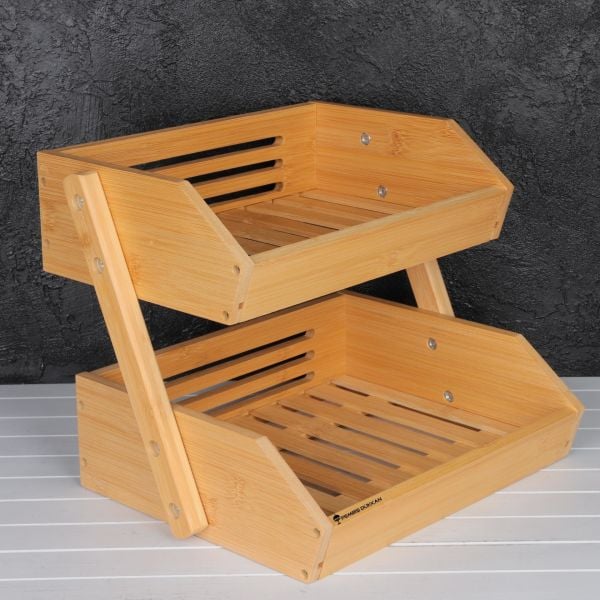BAMBU 2 KATLI TEZGAH ÜSTÜ KOMBİN ORGANİZER & MEYVELİK (725)