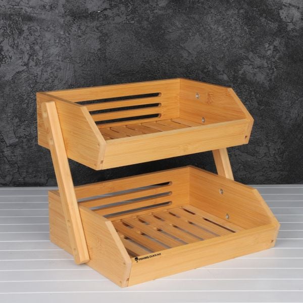 BAMBU 2 KATLI TEZGAH ÜSTÜ KOMBİN ORGANİZER & MEYVELİK (725)