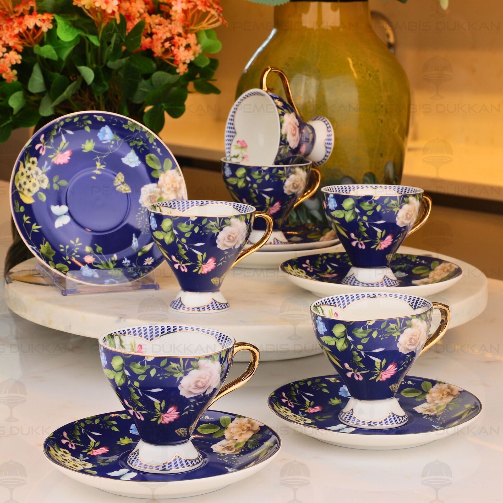 LACİVERT 6 KİŞİLİK KAHVE FİNCAN TAKIMI (AZR 005)