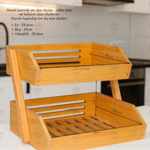BAMBU 2 KATLI TEZGAH ÜSTÜ KOMBİN ORGANİZER & MEYVELİK (725)