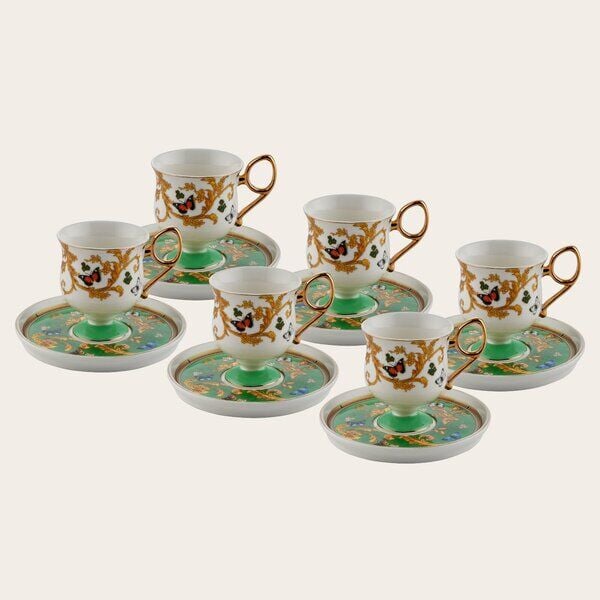 YEŞİL 6 KİŞİLİK KAHVE FİNCAN TAKIMI (AZR 006)
