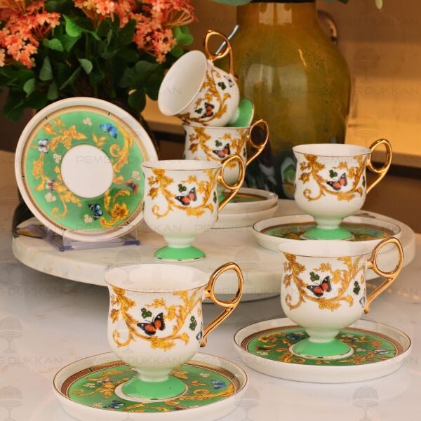 YEŞİL 6 KİŞİLİK KAHVE FİNCAN TAKIMI (AZR 006)