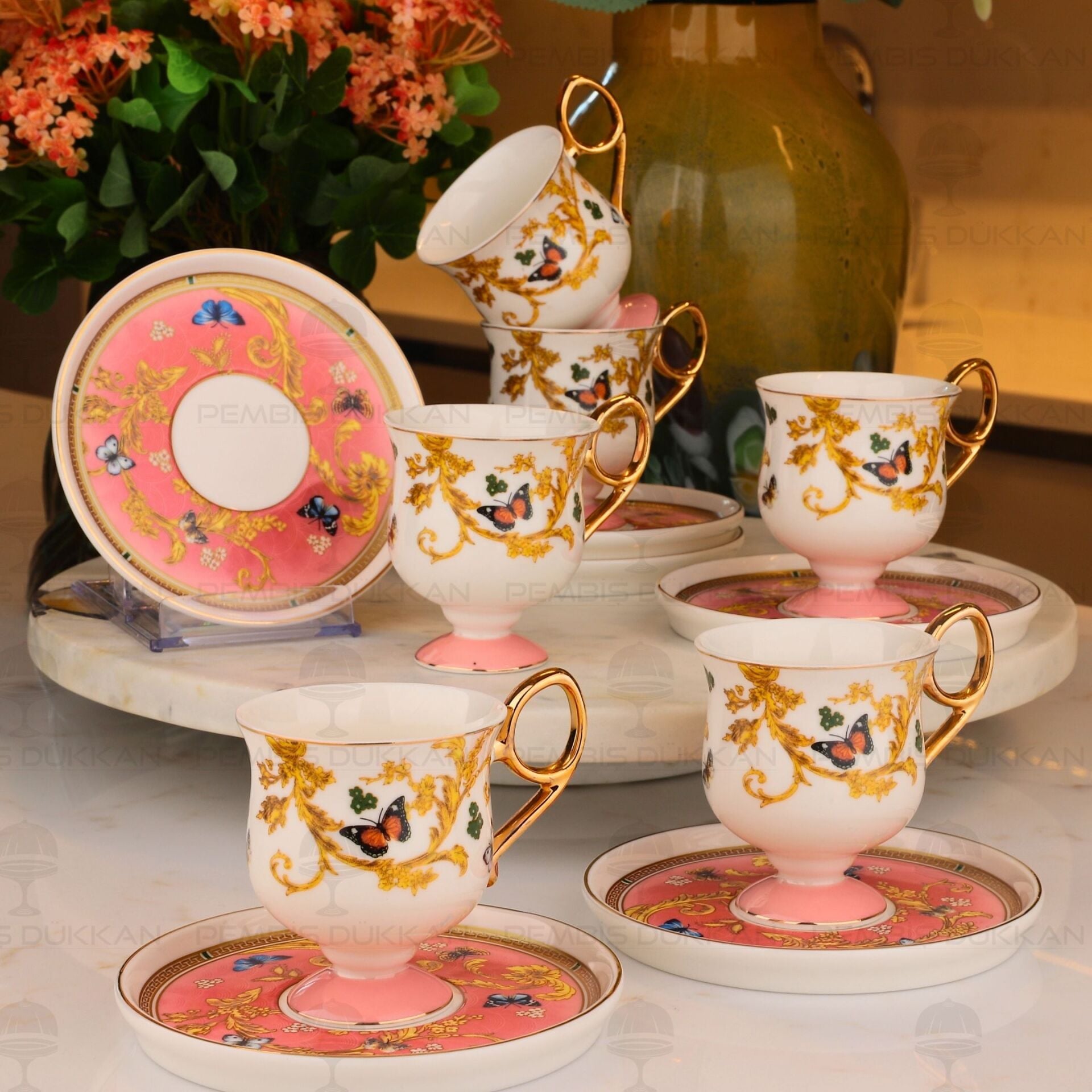 PEMBE 6 KİŞİLİK KAHVE FİNCAN TAKIMI (AZR 006)