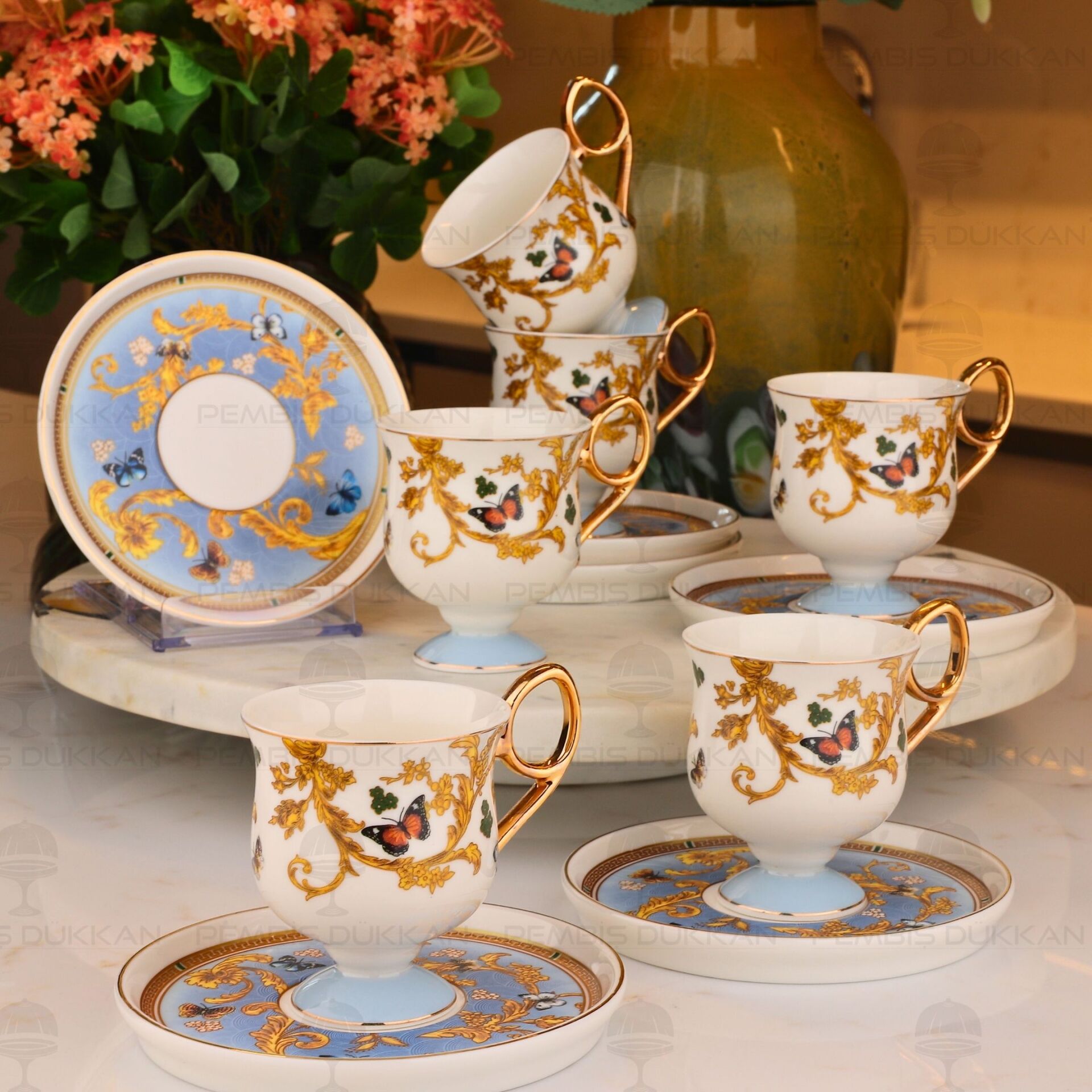 MAVİ 6 KİŞİLİK KAHVE FİNCAN TAKIMI (AZR 006)