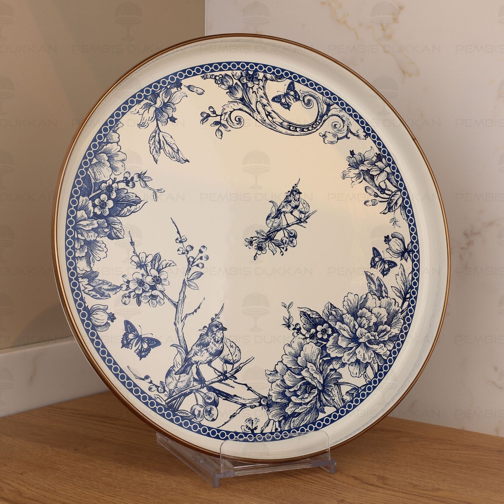 BLUE LİFE EMAYE 32CM SUNUM TEPSİ