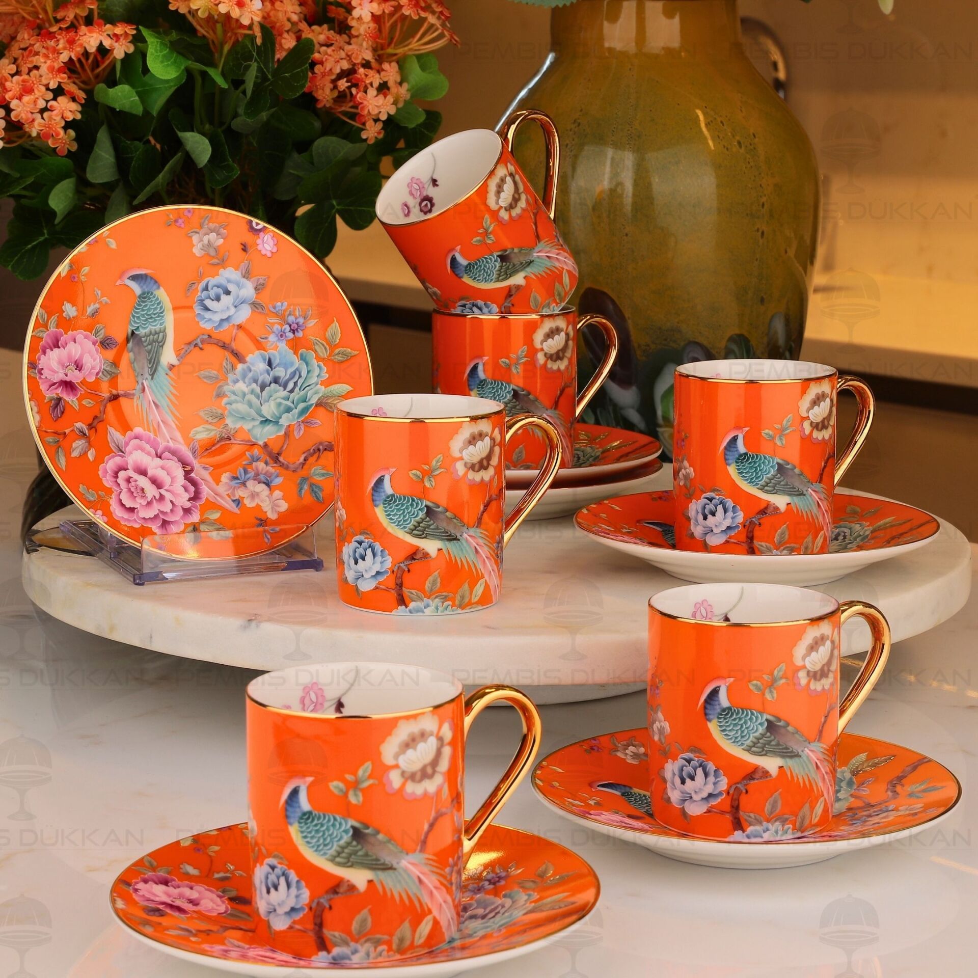 TURUNCU 6 KİŞİLİK KAHVE FİNCAN TAKIMI (YNS 020)