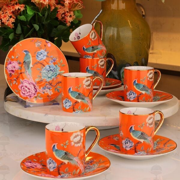 TURUNCU 6 KİŞİLİK KAHVE FİNCAN TAKIMI (YNS 020)