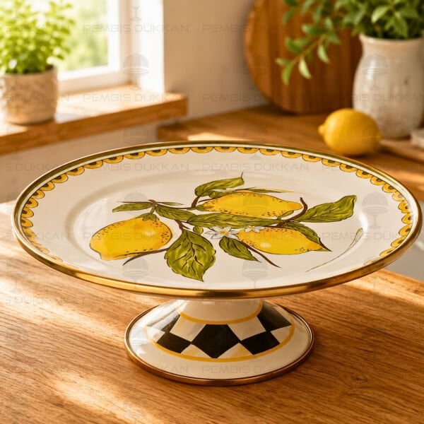 LİNDA EMAYE 30CM AYAKLI PASTA STANDI