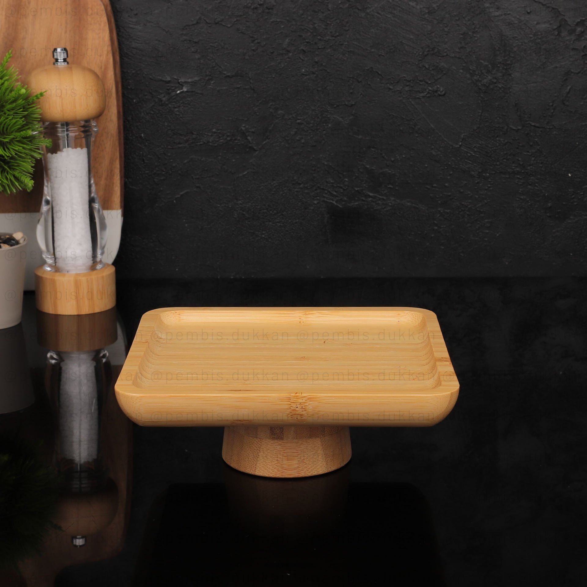 17 CM BAMBU KARE AYAKLI SUNUMLUK MİEN-1290