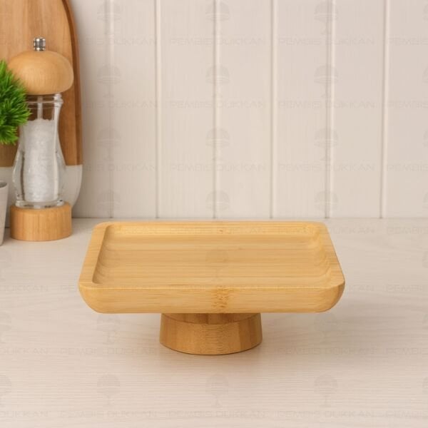 Bambu 17cm Kare,  Ayaklı Küçük Sunumluk (1290)