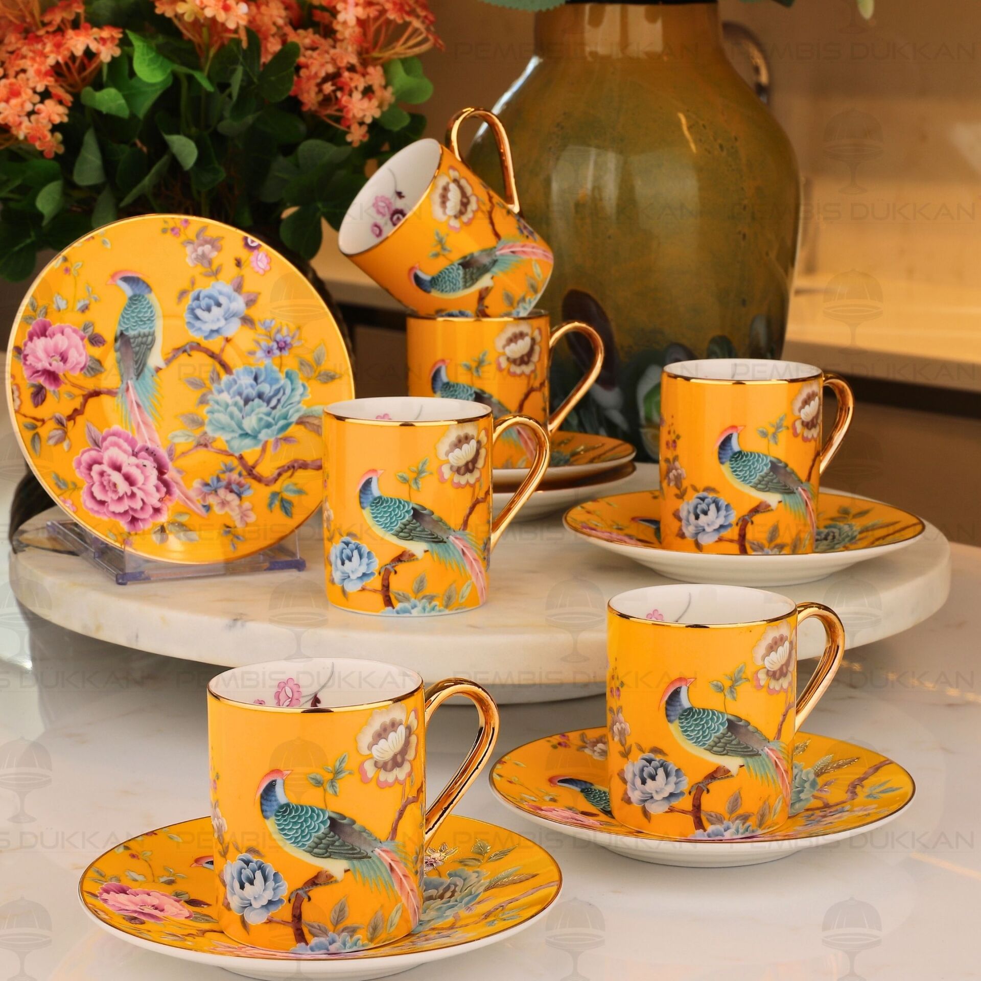 SARI 6 KİŞİLİK KAHVE FİNCAN TAKIMI (YNS 020)