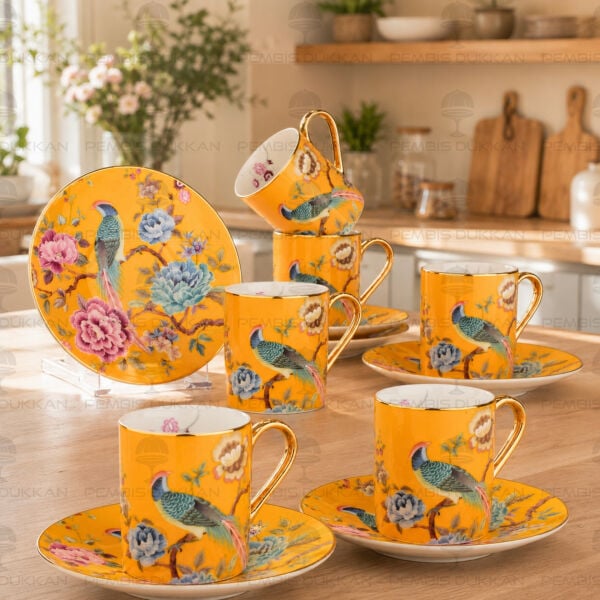 SARI 6 KİŞİLİK KAHVE FİNCAN TAKIMI (YNS 020)