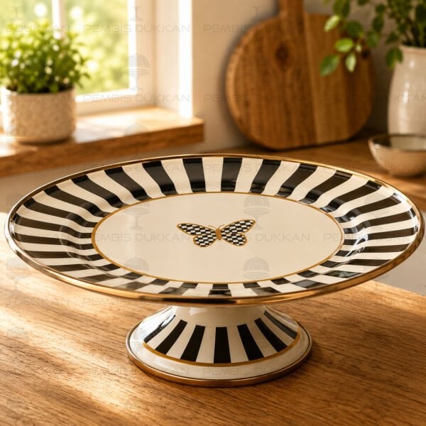 PAPİLLON EMAYE 30CM AYAKLI PASTA STANDI