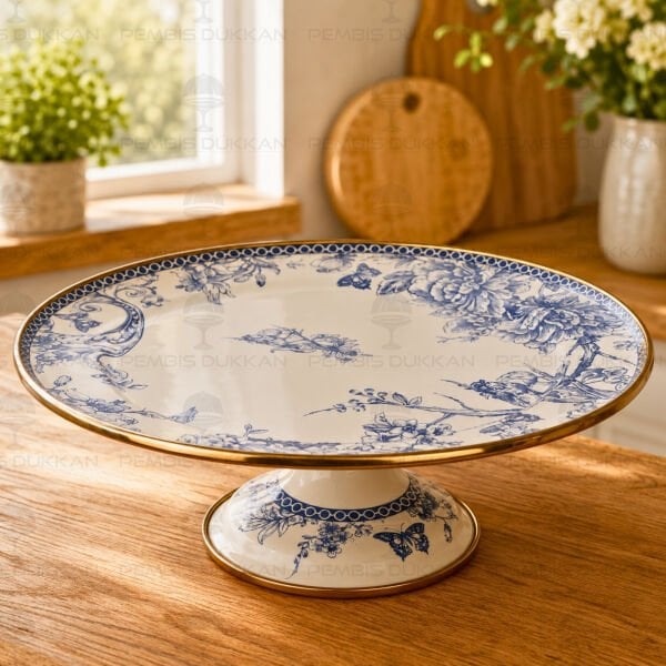 BLUE LİFE EMAYE 30CM AYAKLI PASTA STANDI