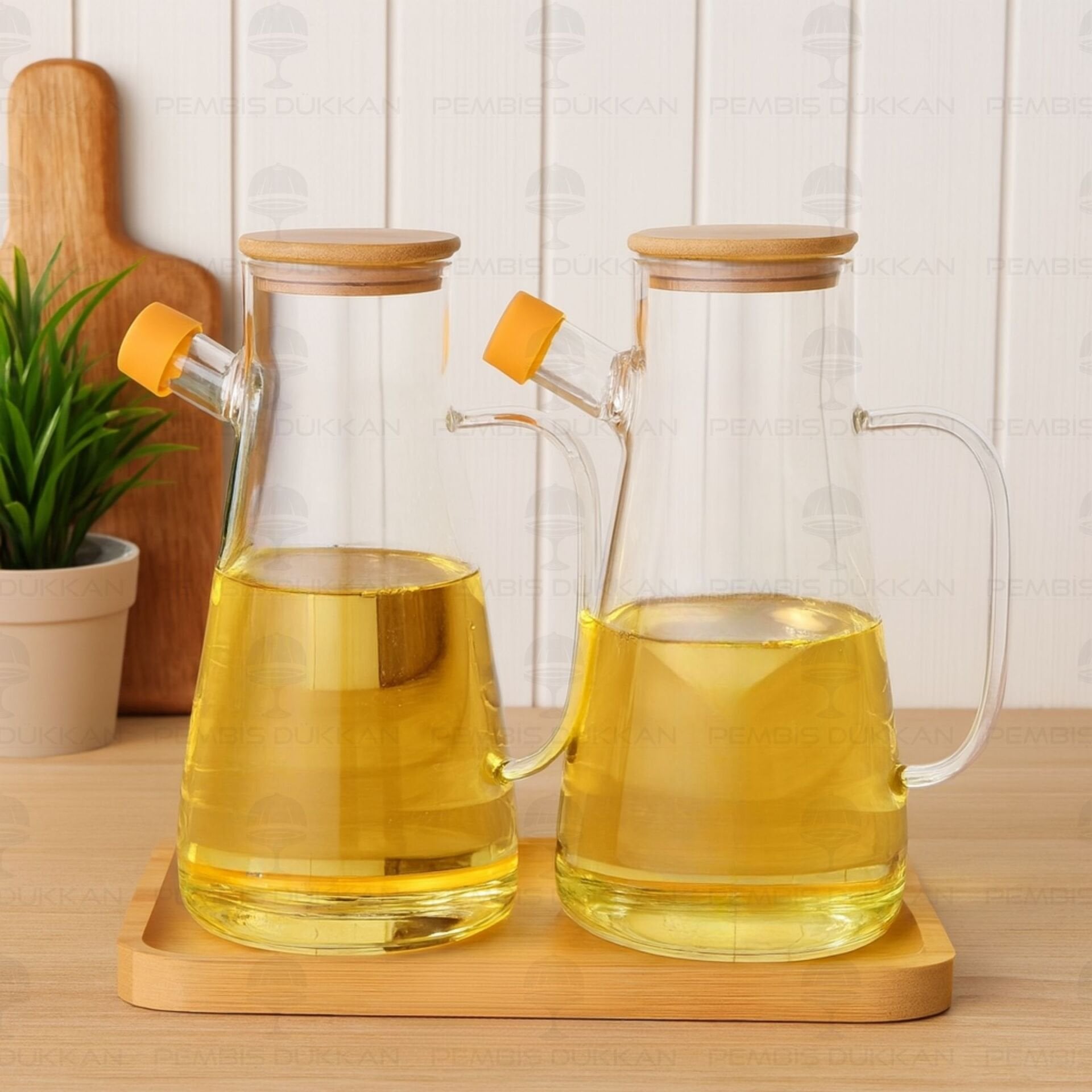 Bambu Altlıklı, 2li Serenit Bambu Yağdanlık Set (1113 + Mn574)