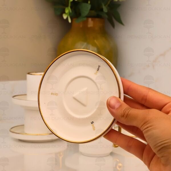 SADE ORTA ŞEKERLİ GOLD 6 KİŞİLİK KAHVE FİNCAN TAKIMI (25101)