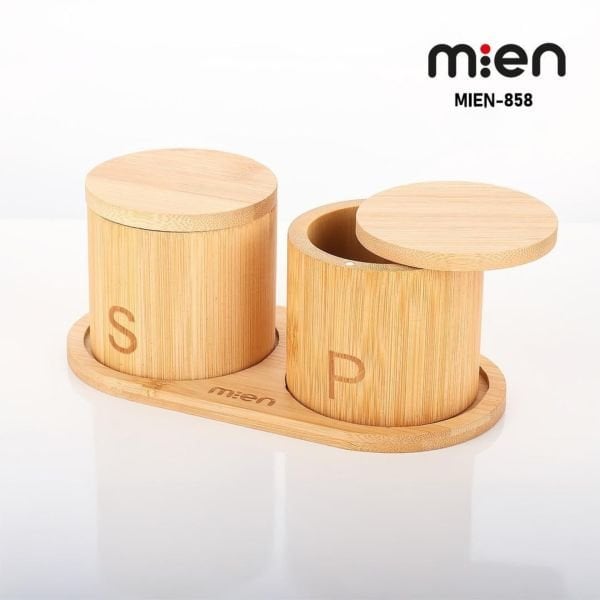 2Lİ BAMBU STANDLI, DÖNER KAPAKLI TUZLUK & BİBERLİK - BAHARATLIK (858)