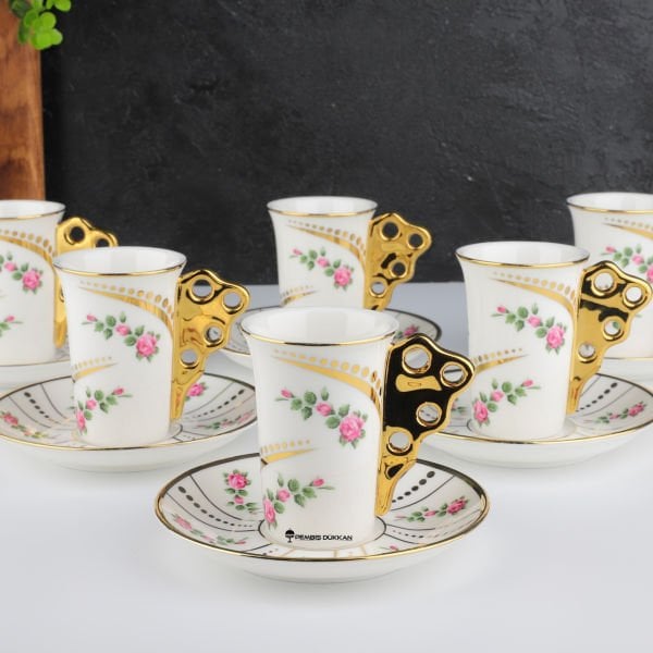 6 KİŞİLİK ROSE FLOWERS FİNCAN TAKIMI