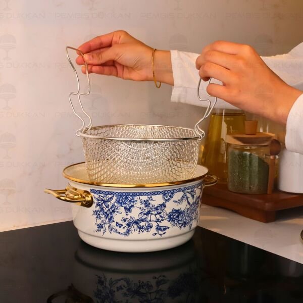 BLUE LİFE 22CM EMAYE KIZARTMA TENCERESİ