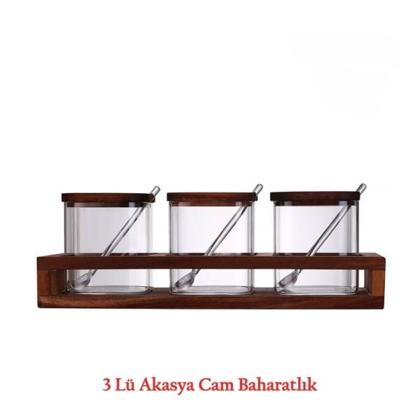 3LÜ KAŞIKLI CAM BAHARATLIK TAKIMI 1323