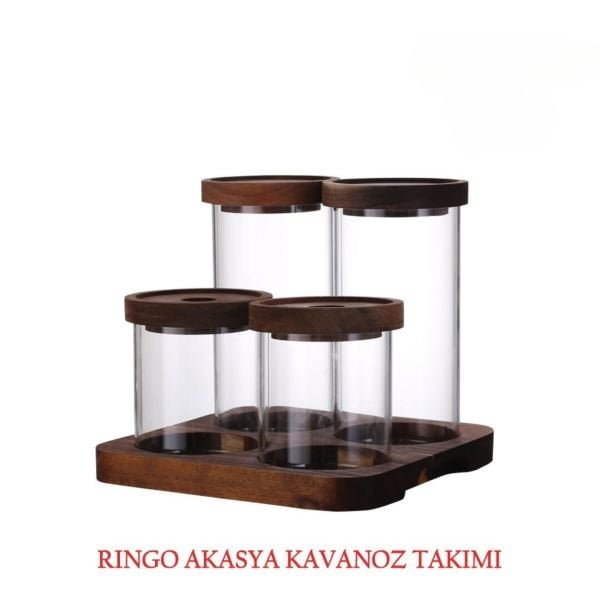 4LÜ RİNGO AKASYA KAPAKLI STANDLI KAVANOZ SET (1325)