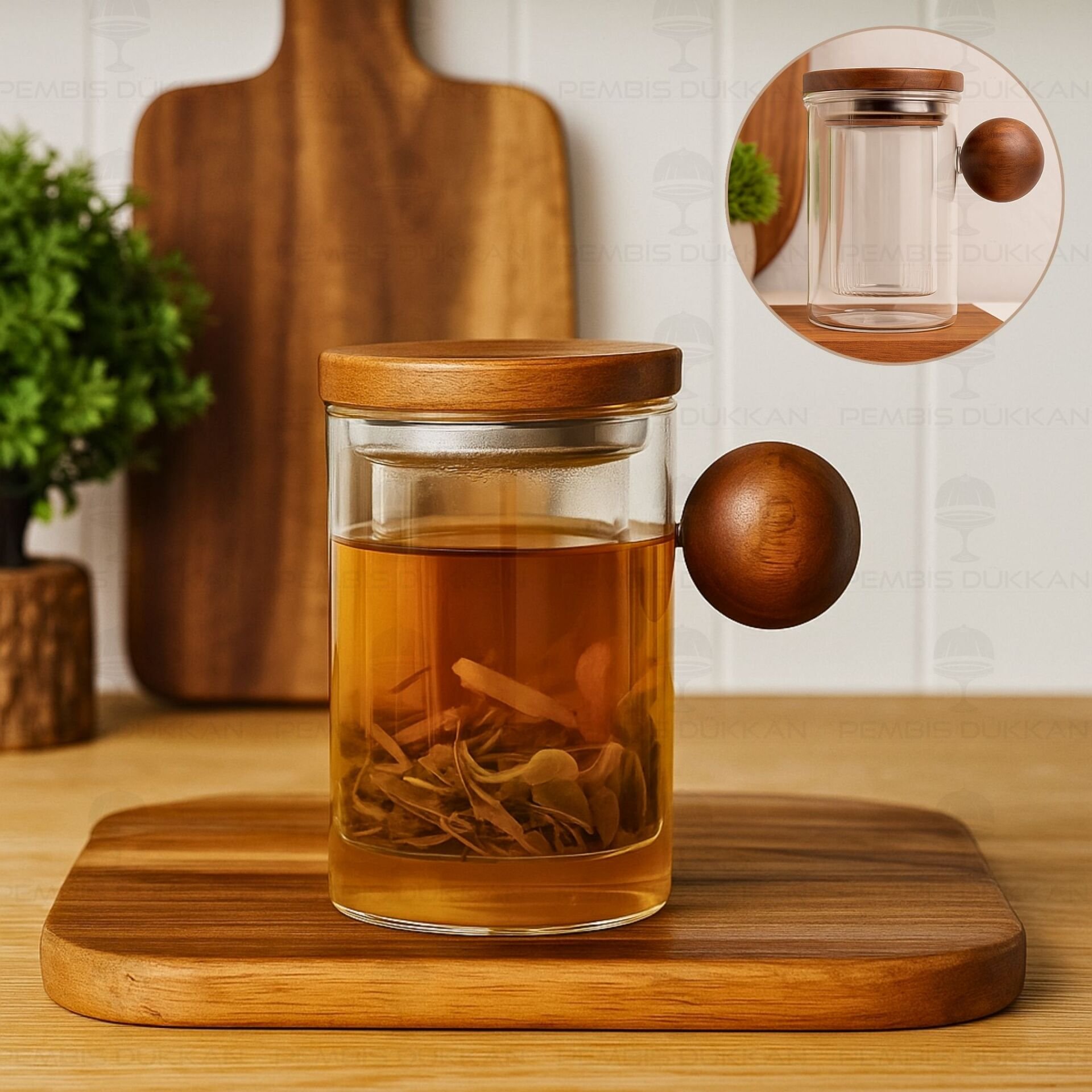 500ML AKASYA TOP KULPLU, SÜZGEÇLİ BİTKİ ÇAYI KUPA (1340)