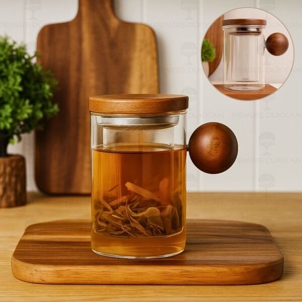 500ML AKASYA TOP KULPLU, SÜZGEÇLİ BİTKİ ÇAYI KUPA (1340)