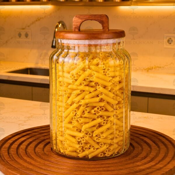 LENNY 4000ML AKASYA KAPAKLI, ÇİZGİLİ KAVANOZ (9R32)