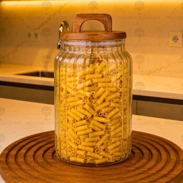 LENNY 4000ML AKASYA KAPAKLI, ÇİZGİLİ KAVANOZ (9R32)