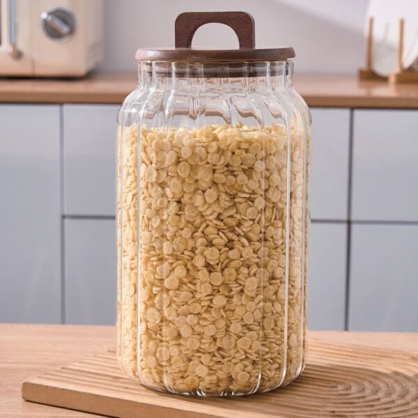 LENNY 4000ML AKASYA KAPAKLI, ÇİZGİLİ KAVANOZ (9R32)