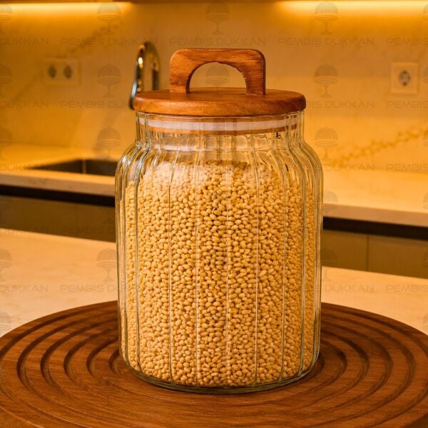 LENNY 3000ML AKASYA KAPAKLI, ÇİZGİLİ KAVANOZ (9R33)