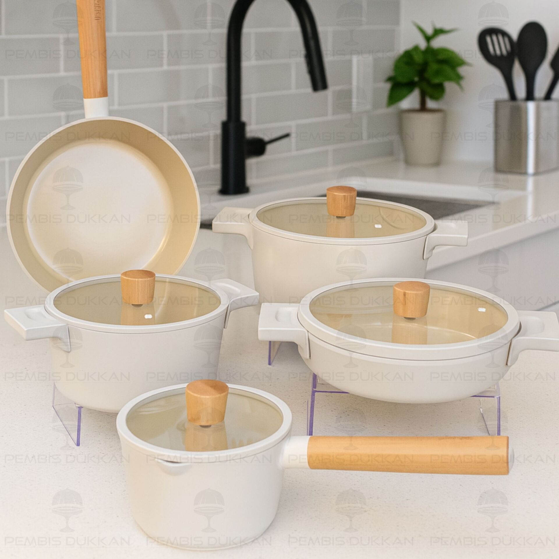 Pembiş Dükkan | Pink&more Fiore 9 Parça Tencere Set
