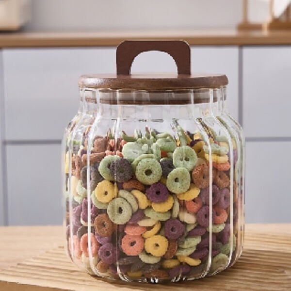 LENNY 2000ML AKASYA KAPAKLI, ÇİZGİLİ KAVANOZ (9R34)