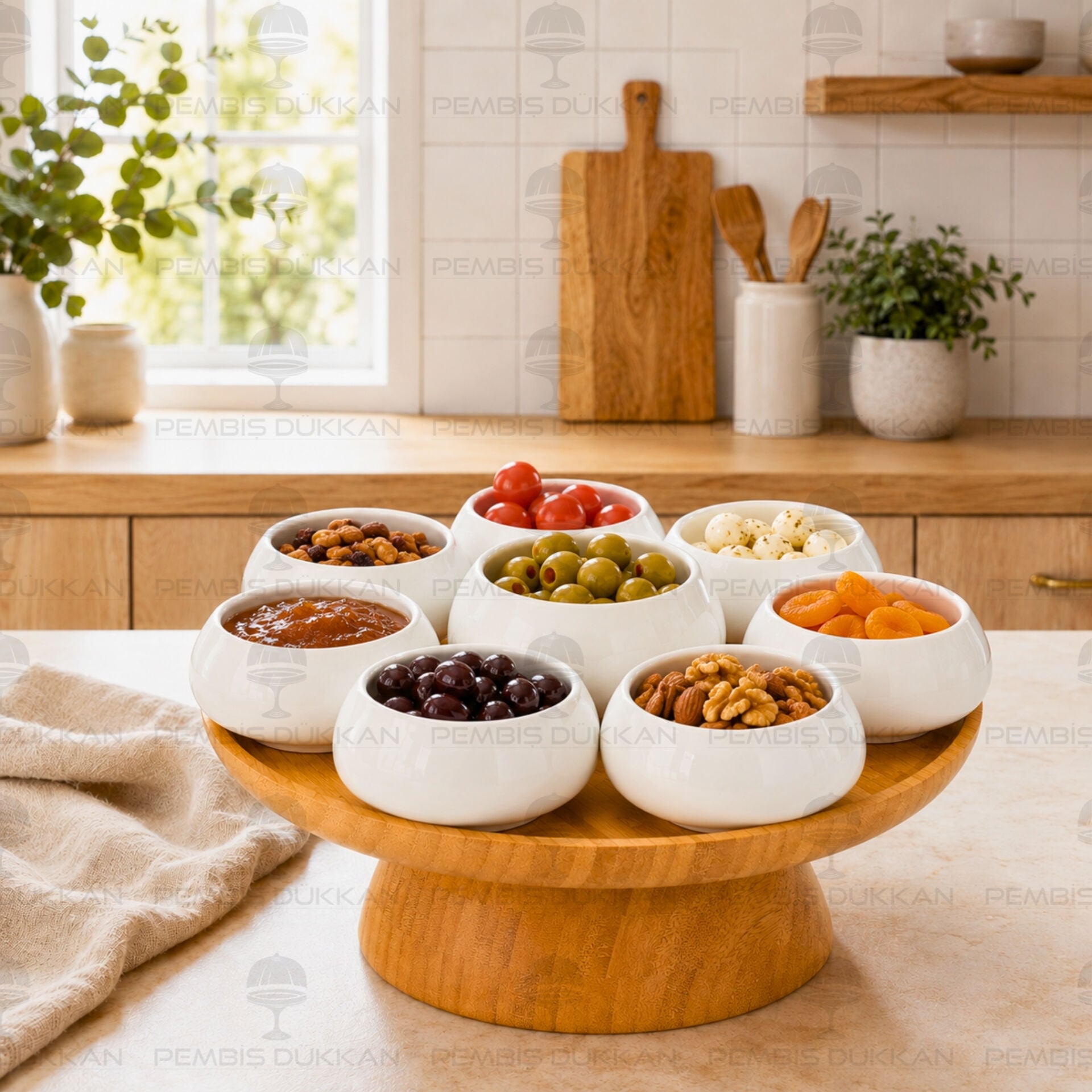 Vento Masa Ortası Bambu Standlı Reçellik Kombin Set 10