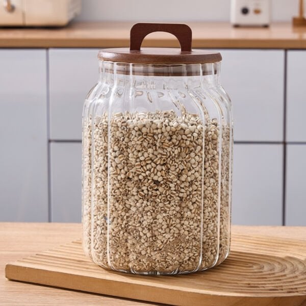 LENNY 1600ML AKASYA KAPAKLI, ÇİZGİLİ KAVANOZ (9R29)