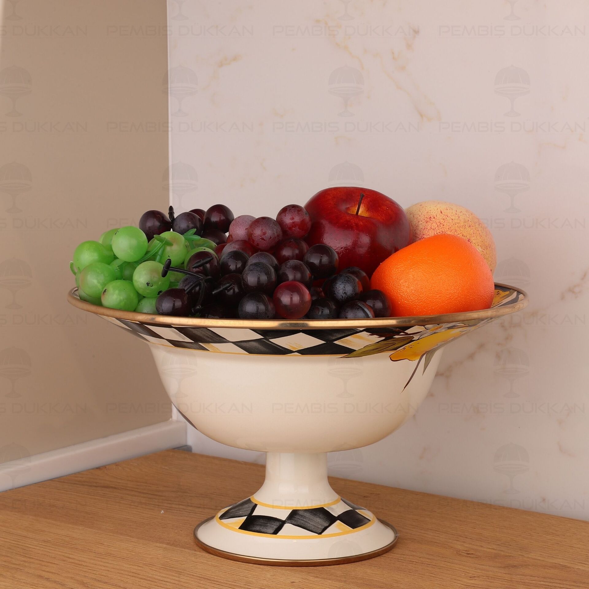 LİNDA EMAYE AYAKLI 30CM MEYVELİK