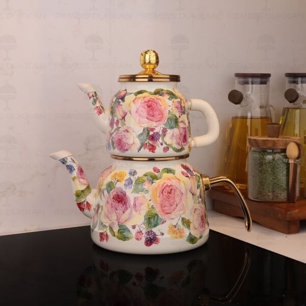 Rose Deluxe Emaye Çaydanlık