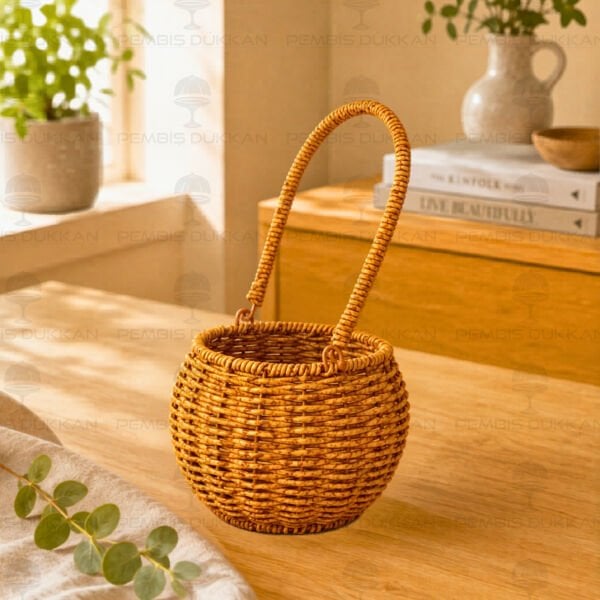 BOHEM RATTAN KÜÇÜK KULPLU SEPET (1570)