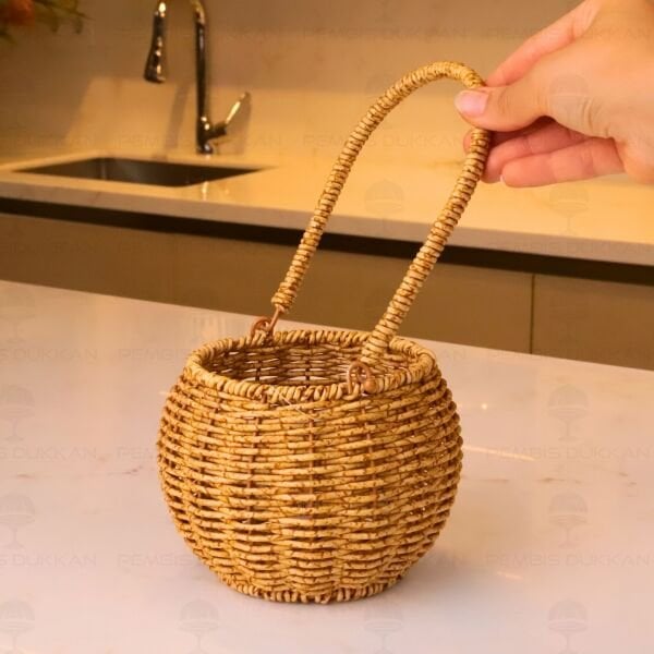 BOHEM RATTAN KÜÇÜK KULPLU SEPET (1570)