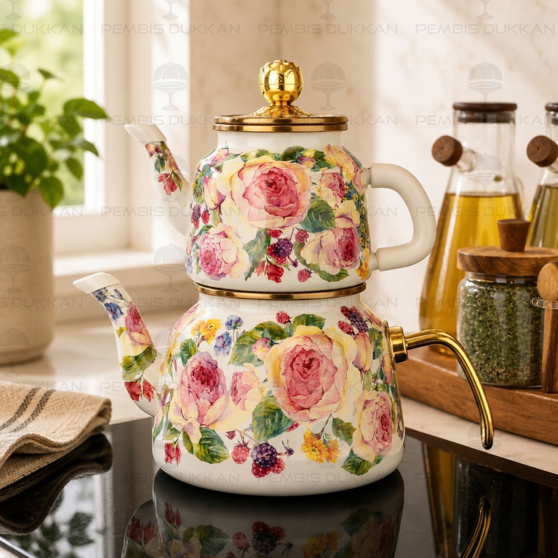 ROSE DELUXE EMAYE ÇAYDANLIK
