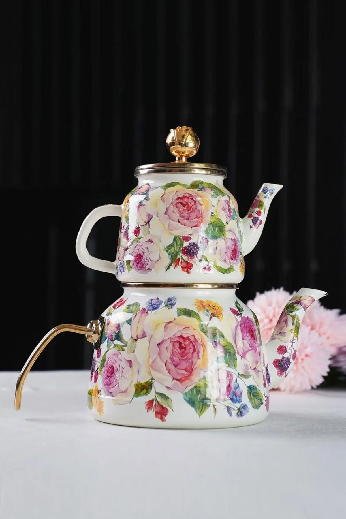 ROSE DELUXE EMAYE ÇAYDANLIK