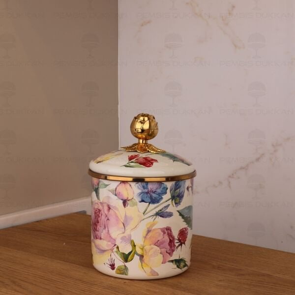 ROSE DELUXE EMAYE ORTA BOY KAVANOZ