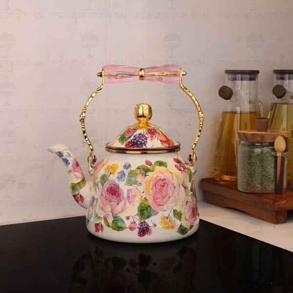 Rose Deluxe Emaye 2.5 Litre Kettle Demlik