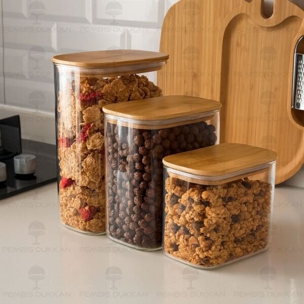 3LÜ DİKDÖRTGEN TEZGAH ÜSTÜ KAVANOZ SET (1361-1362-1363)