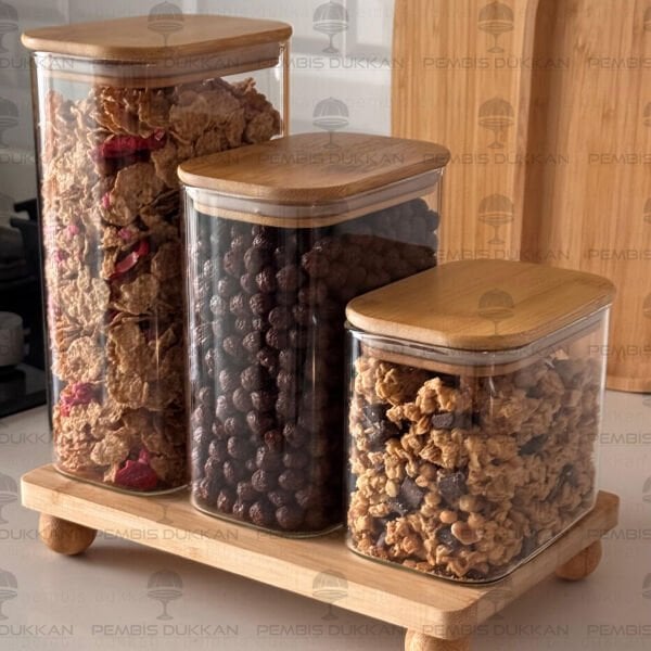 3LÜ DİKDÖRTGEN TEZGAH ÜSTÜ KAVANOZ SET (1361-1362-1363)