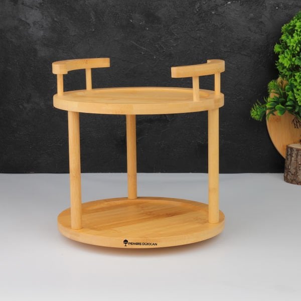 1 ADET BAMBU 2 KATLI TUTACAKLI DÖNEN STAND