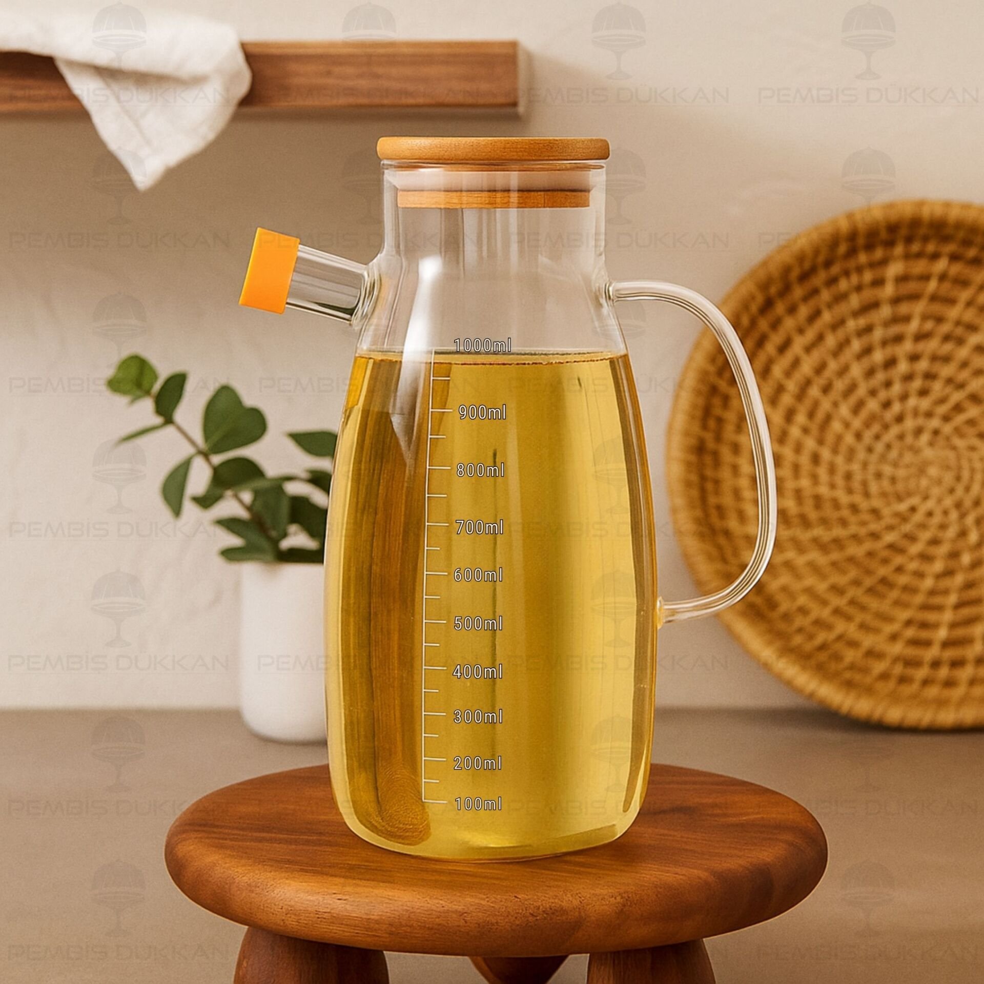 MİLO BAMBU KAPAKLI 1000ML YAĞDANLIK (1113)